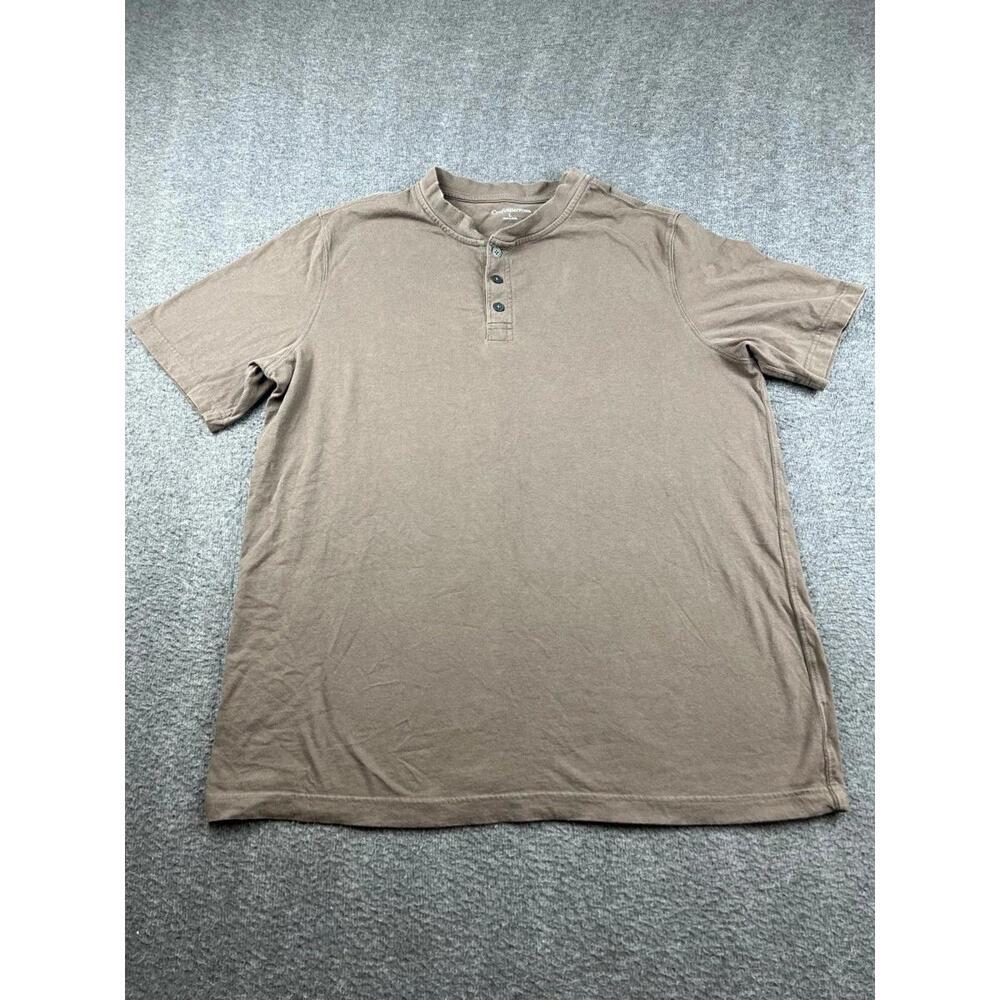 Croft & Barrow Men's T-Shirt Size Large Brown Short Sleeve Henley